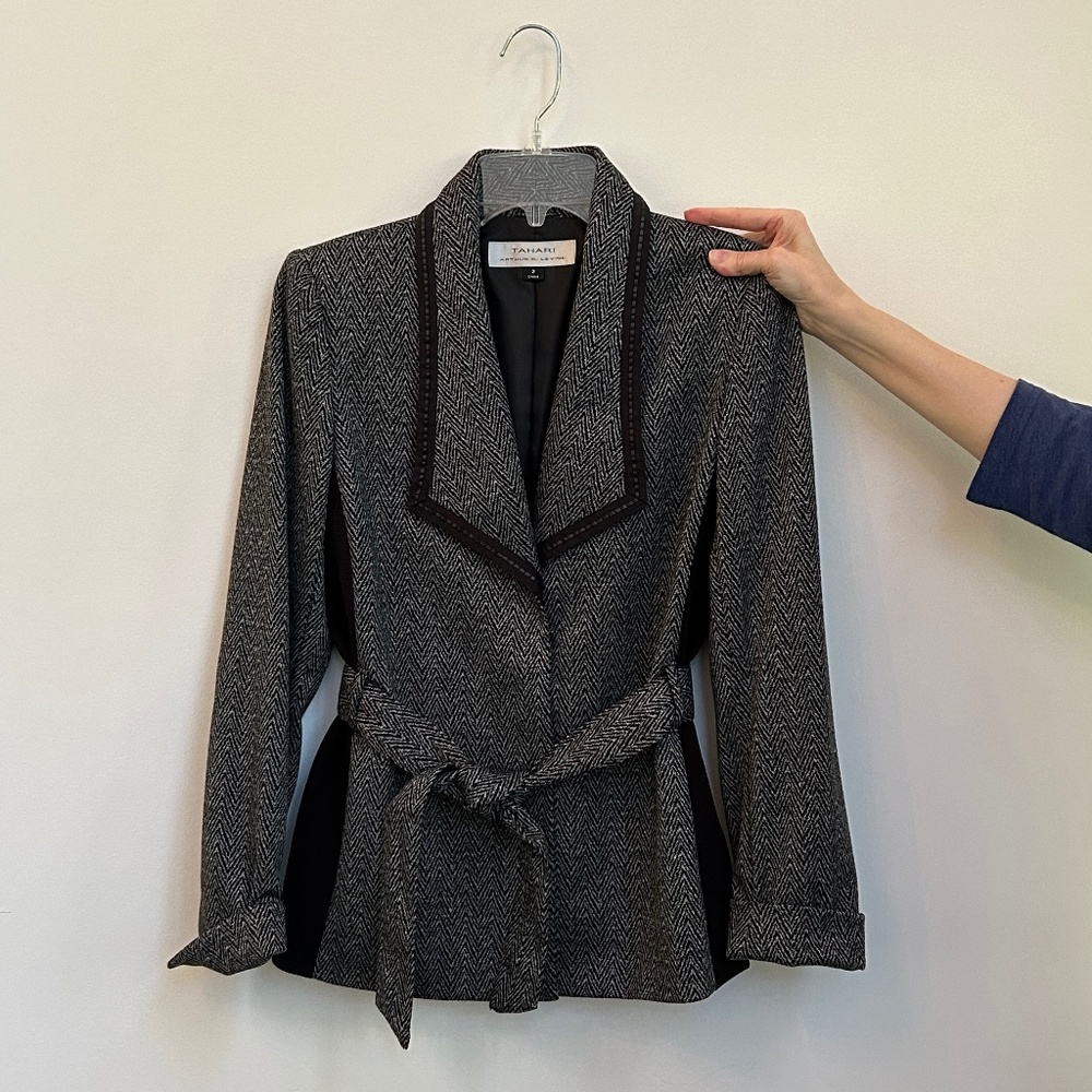 Grey and Black Tahari Suit Jacket
